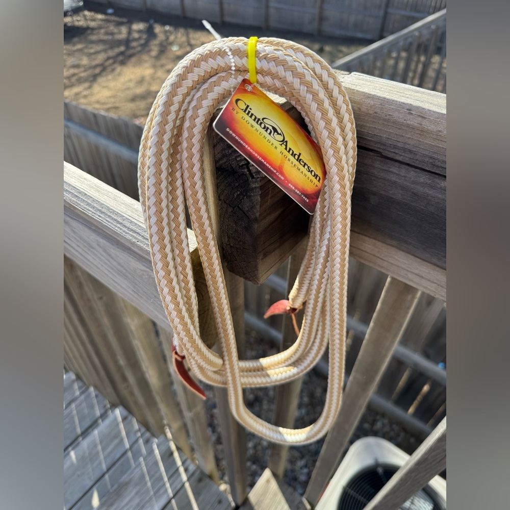 Clinton Anderson Tan & White Loop Reins 10 ft.